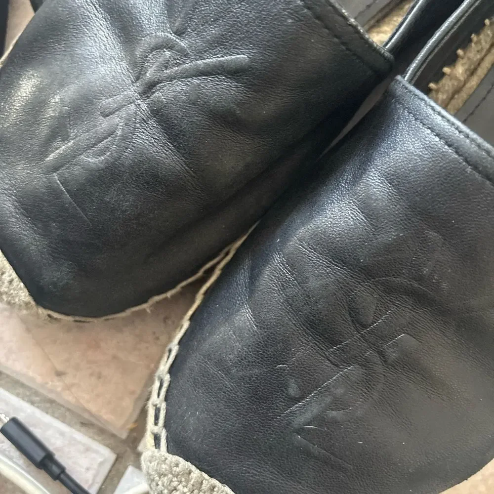 ysl logo flats SAINT LAURENT Lambskin Monogram Espadrilles wedges driving shoes
